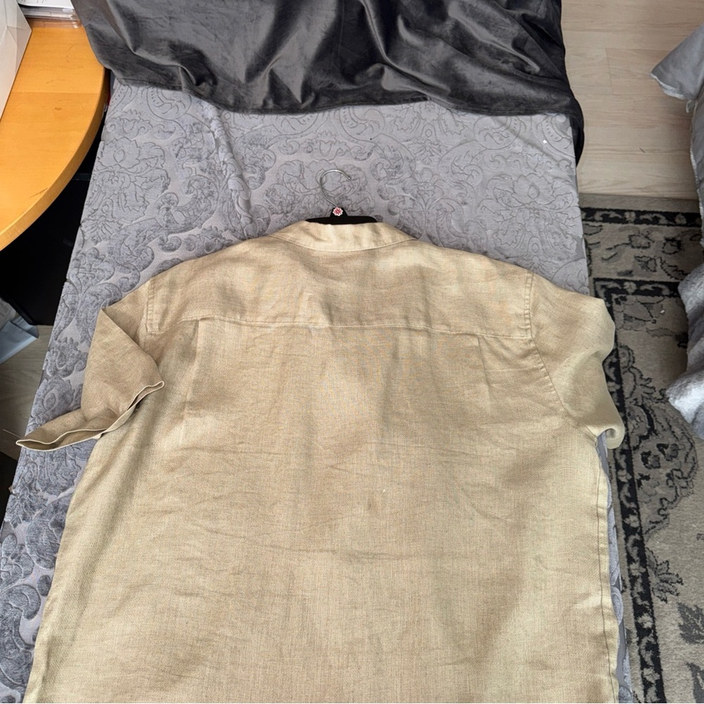 Breakwater men’s khaki tan 100% linen Short Sleeve resort Shirt Sz xl - Picture 8 of 8